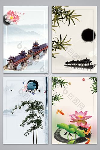 中国风古风工笔复古广告设计背景图